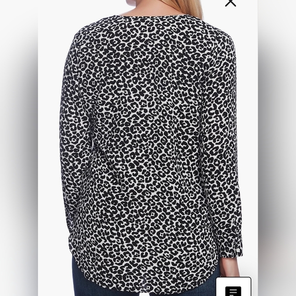 Vince Camuto black and white leopard print long sleeve blouse Size M - Picture 2 of 6